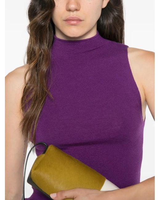 Bompard Purple Plain-Knit Sleeveless Top