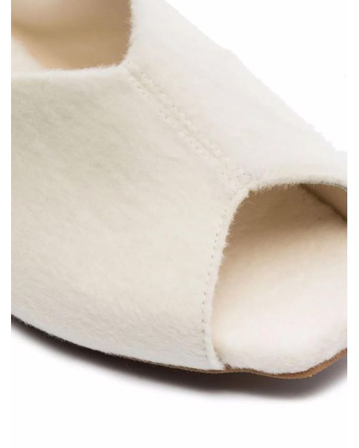 Deiji Studios White Open-Toe Wool Slippers