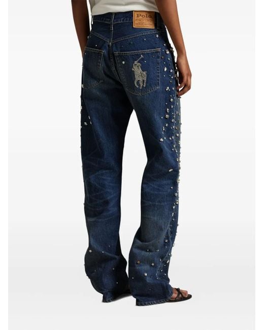 Polo Ralph Lauren Blue Crystal-Embellished Jeans