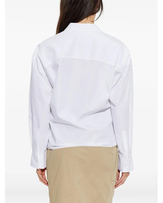 Balmain White Wrap-Design Cotton Blouse