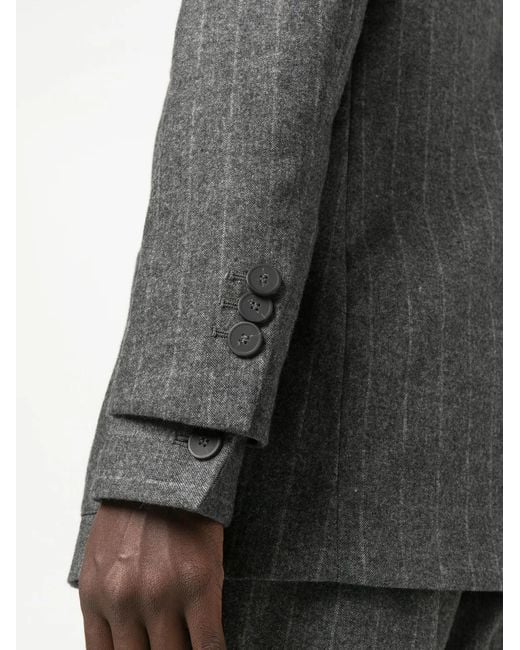 Emporio Armani Gray Pinstripe-Pattern Single-Breasted Blazer