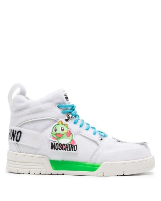Moschino Blue Touch-Appliqué High-Top Sneakers for men