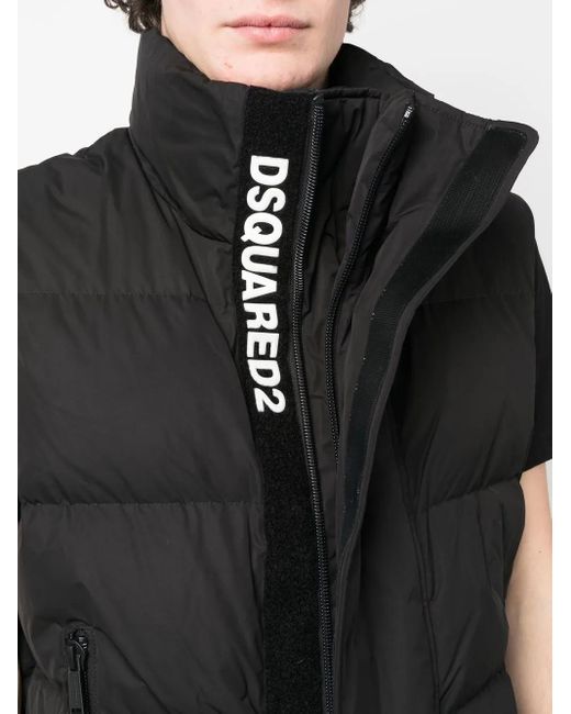 DSquared² Black Funnel-Neck Padded Gilet for men