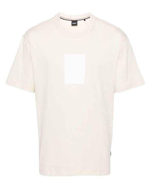 Boss White Graphic-stamp Cotton T-shirt for men