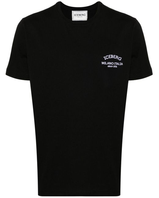 Camiseta con logo bordado Iceberg de hombre de color Black
