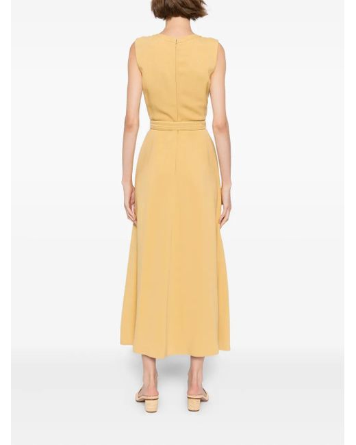 Elie Saab Yellow Midikleid mit Elefanten-Schnalle