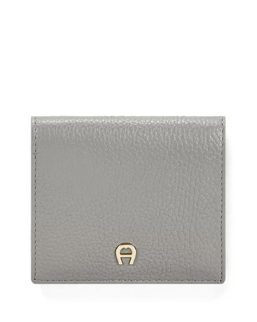 Aigner Gray Paola Logo-Plaque Wallet