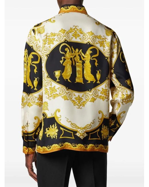Versace Overhemden ,Veelkleurig ,Silk Shirt in het Multicolor voor heren