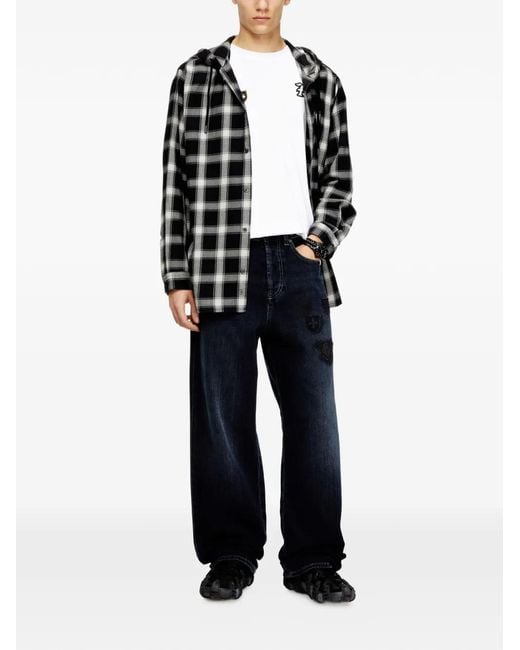 DIESEL Blue 2001 D-Macro Embroidered-Patches Jeans for men