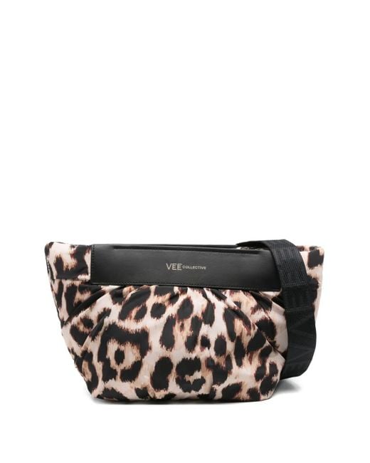VEE COLLECTIVE Caba Medium Clutch Met Luipaardprint in het Black