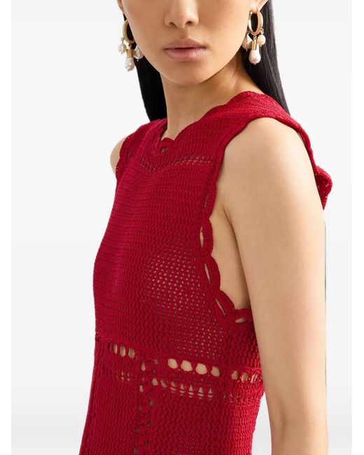 Erdem Crochet-Knit Flared Midi Dress
