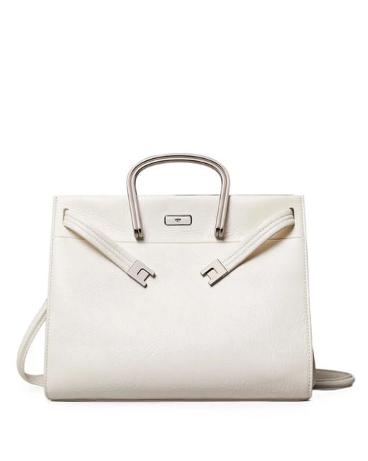 Tory Burch White Soft Lee Radziwill Tote Bag