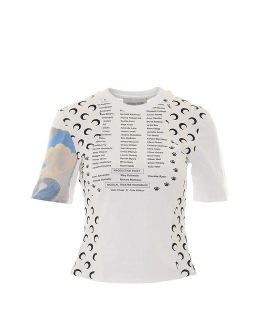 MARINE SERRE White Moon-Print Crew Neck T-Shirt