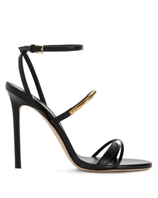 Elisabetta Franchi 105mm Leather Stiletto Sandals Black