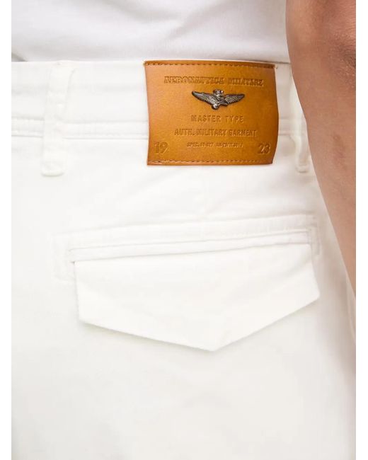 Aeronautica Militare White Logo-Patch Straight-Leg Trousers for men