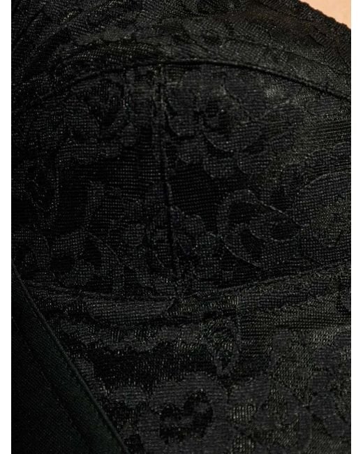 Dolce & Gabbana Black Lace-Overlay Cropped Bustier