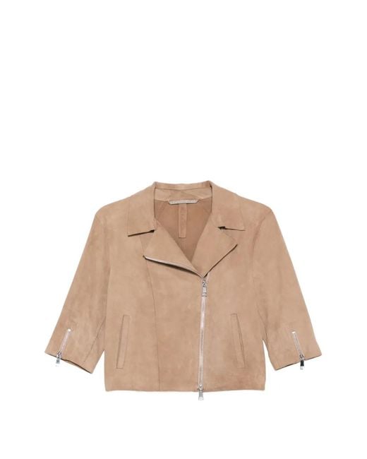 The Jack Leathers Natural Mimi Suede Biker Jacket