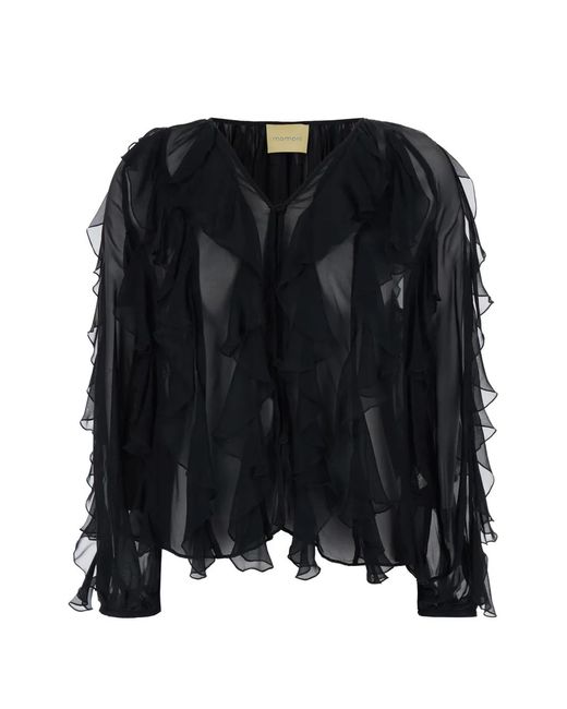 Momoní Black Canela Ruffled Blouse