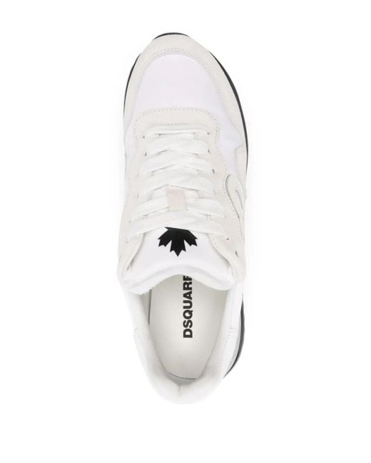 DSquared² White Logo-Patch Leather Lace-Up Sneakers