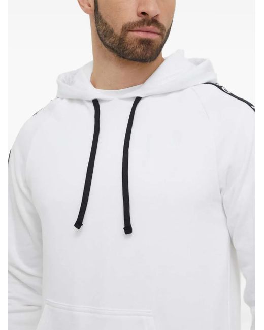 HUGO White Logo-Tape Hooded Sweatshirt for men