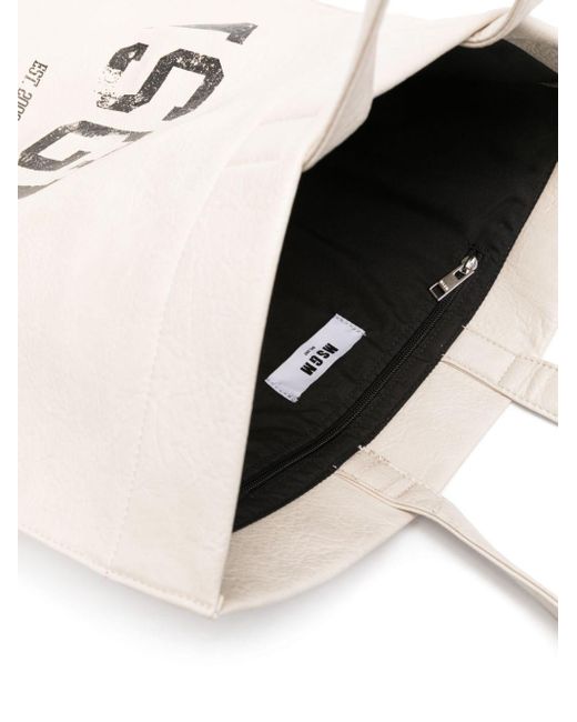 Bolso shopper con logo estampado MSGM de color White