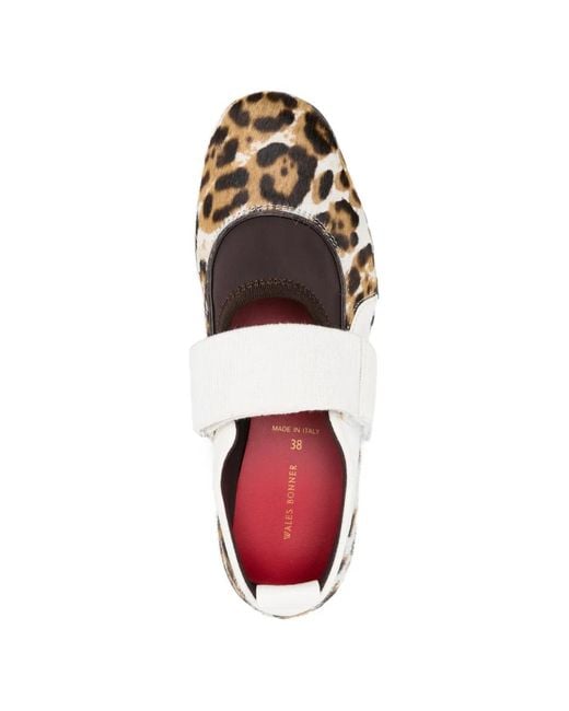 Wales Bonner White Jewel Animal-Print Strap Ballet Flats