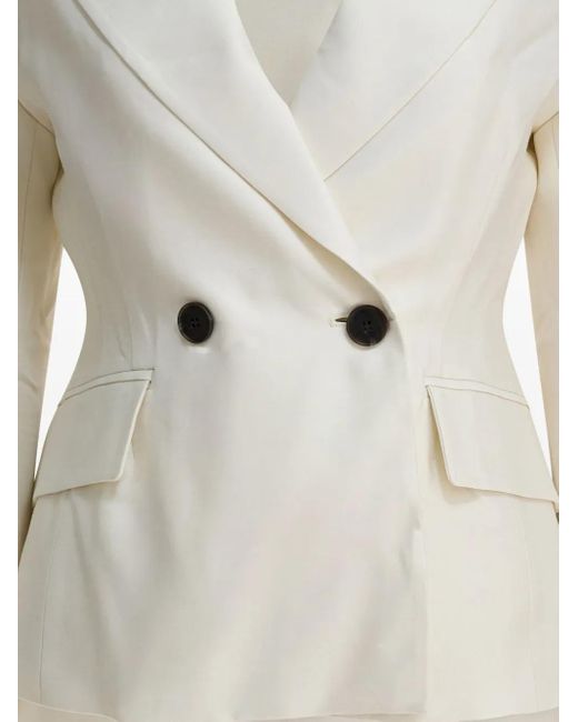 Sandbeige White Double-Breasted Pocket Jacket