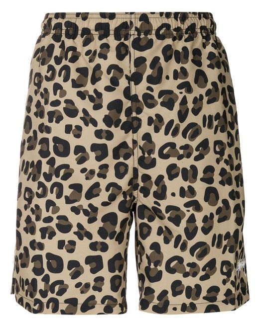 Stussy Multicolor Leopard Print Swim Shorts for men