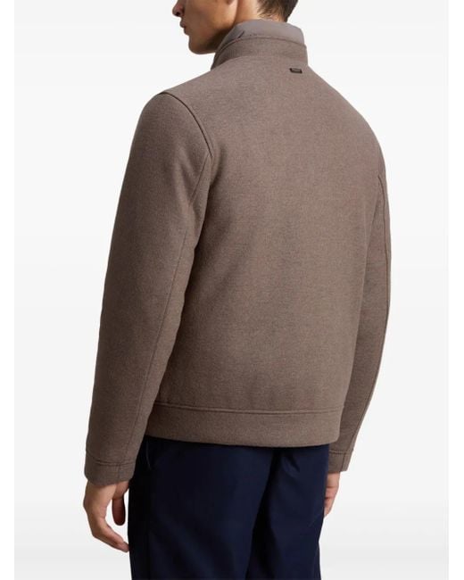 Woolrich Brown Knitted Wool Bomber Jacket for men