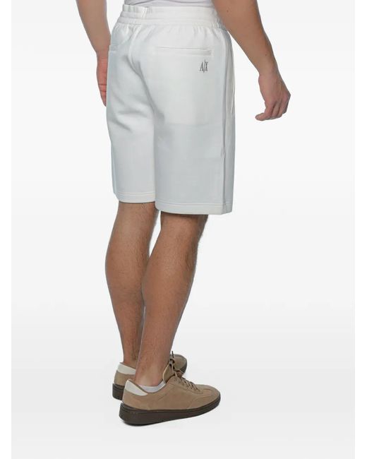 ARMANI EXCHANGE White Logo-Print Drawstring Track Shorts for men