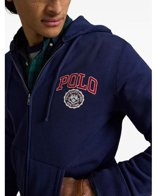 Polo Ralph Lauren Blue Logo-Embroidered Zip-Up Hoodie for men