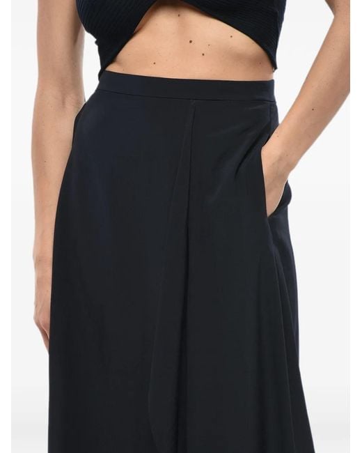 Stella McCartney Black Flared Silk-Crepe Midi Skirt