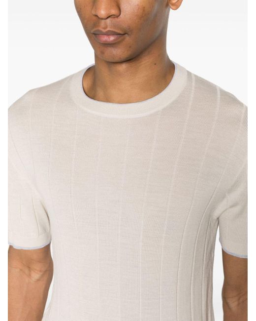Eleventy Natural Ribbed Wool T-shirt for men