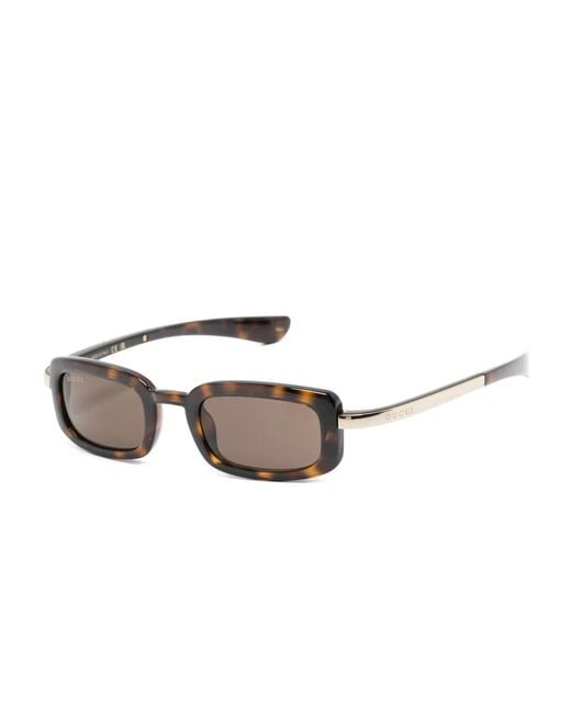Gucci Brown Rectangle-Frame Sunglasses