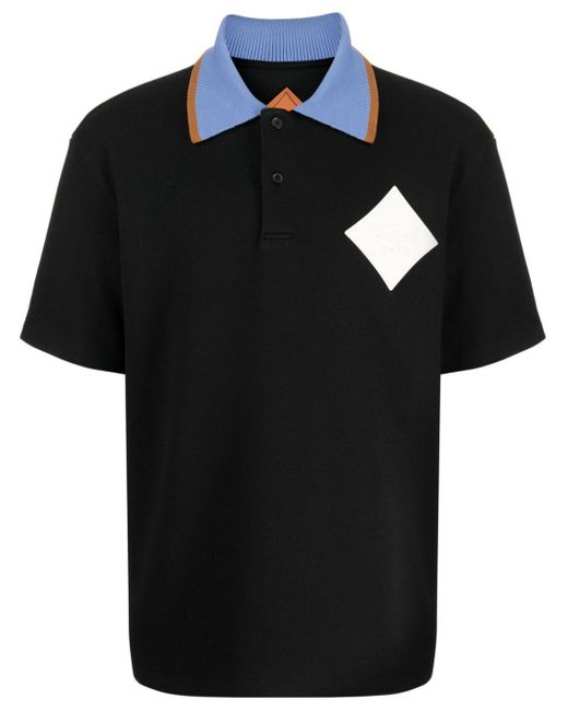 MCM Black Logo-appliqué Piqué Polo Shirt for men