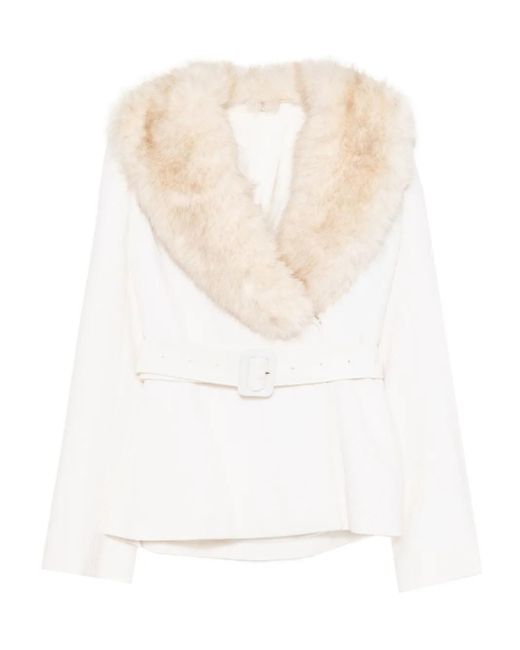 Saiid Kobeisy White Fur-Trimmed Jacket
