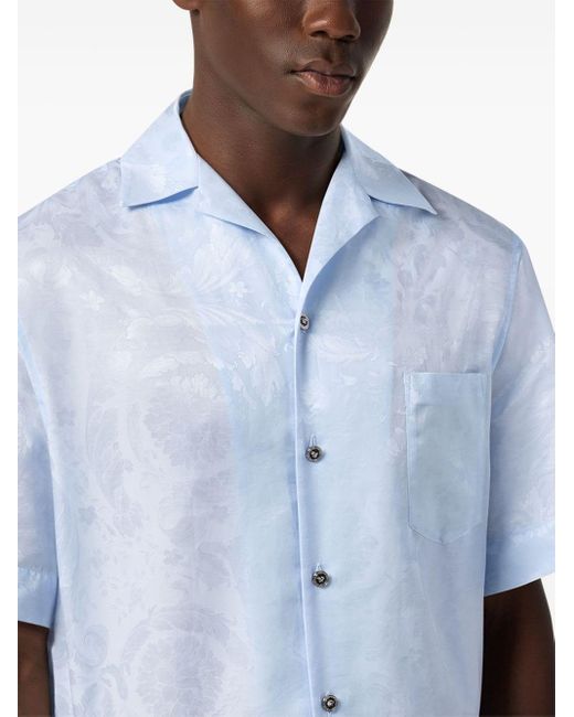 Versace Blue Barocco Jacquard Shirt for men