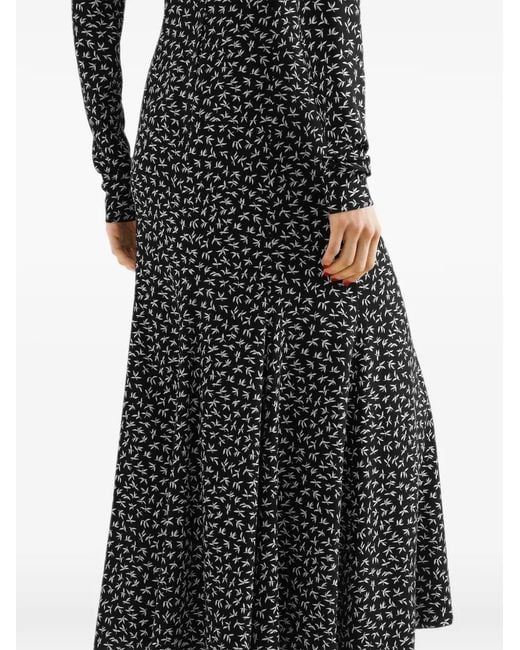 Dolce & Gabbana Black Robe En Charmeuse À Imprimé Végétal