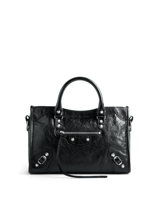 Balenciaga Black Small Le City Textured-leather Tote Bag
