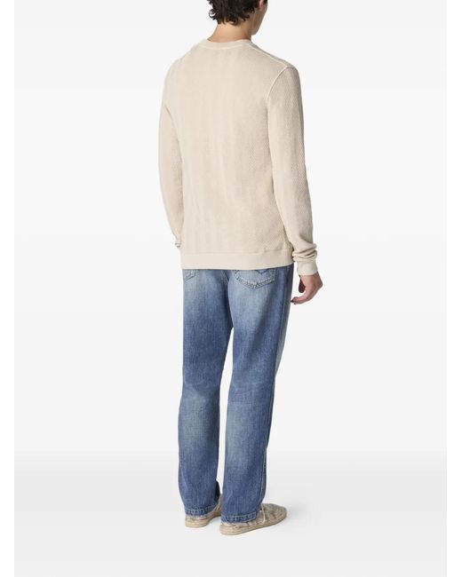 Missoni White Herringbone-Pattern Crew-Neck Sweater for men