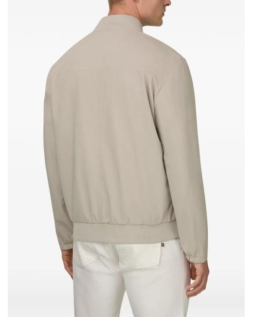 Boggi White Zip-Up Bomber Jacket for men