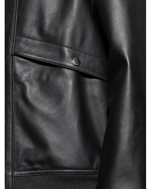 Paul Smith Black Zip-Front Leather Jacket for men