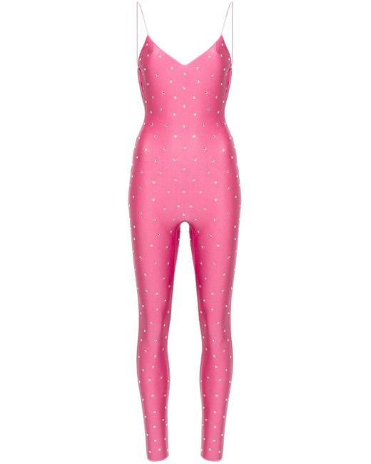Oseree Pink Jumpsuit mit Kristallen