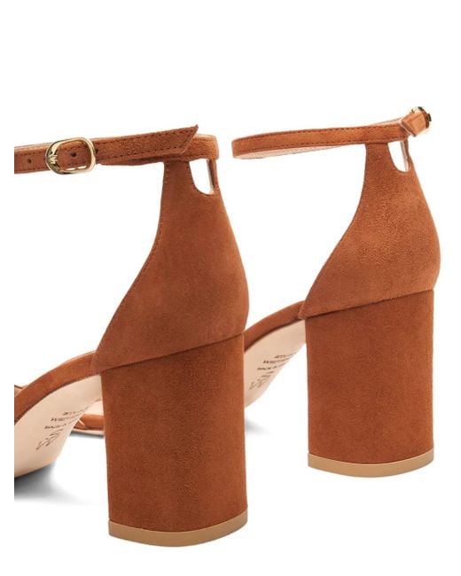 Stuart Weitzman Brown 75Mm Suede Sandals