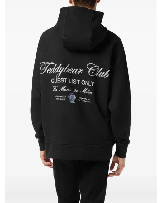 Philipp Plein Black Hoodie Teddy Waiter for men