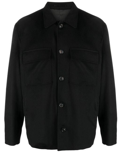 Lardini Black Button-up Wool-blend Shirt Jacket for men