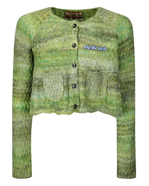 Brain Dead Green Cropped Cardigan