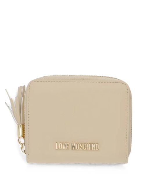 Love Moschino Natural Logo-Plaque Tassel Wallet