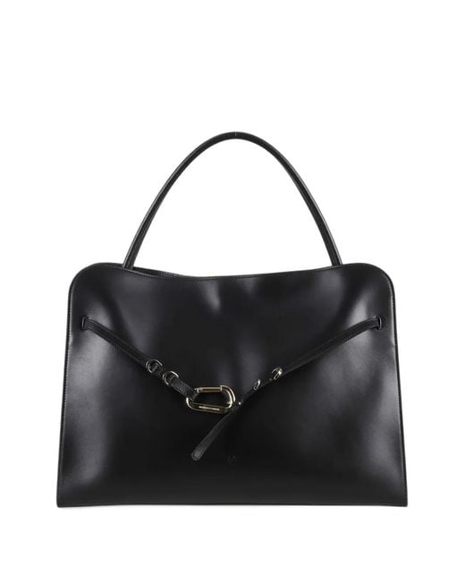 Francesco Biasia Black Iconic Non-Stop Buckled Leather Tote Bag