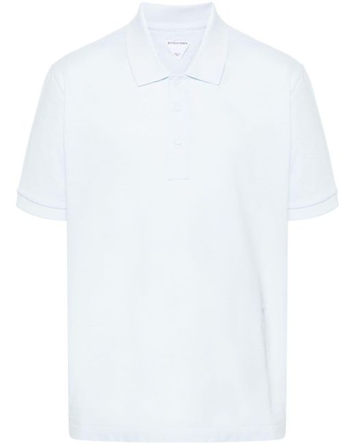 Bottega Veneta White Logo-embroidered Cotton Polo Shirt for men